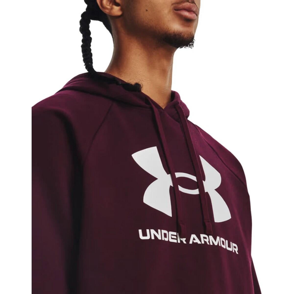 Heren Rival Groot Logo Fleece Training Hoodie (Maroon) 4/6
