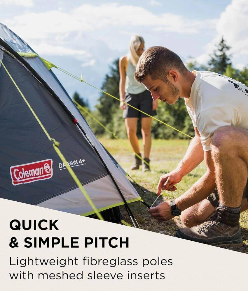 3-Person Darwin Camping & Hiking Tent, Compact, Lightweight & Easy Setup, Green -  2