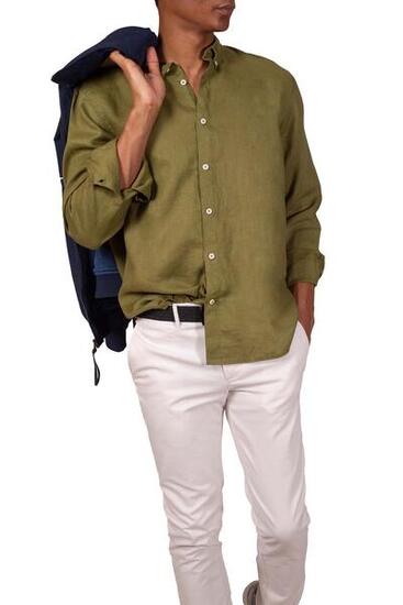 Camicia uomo slim button-down in lino