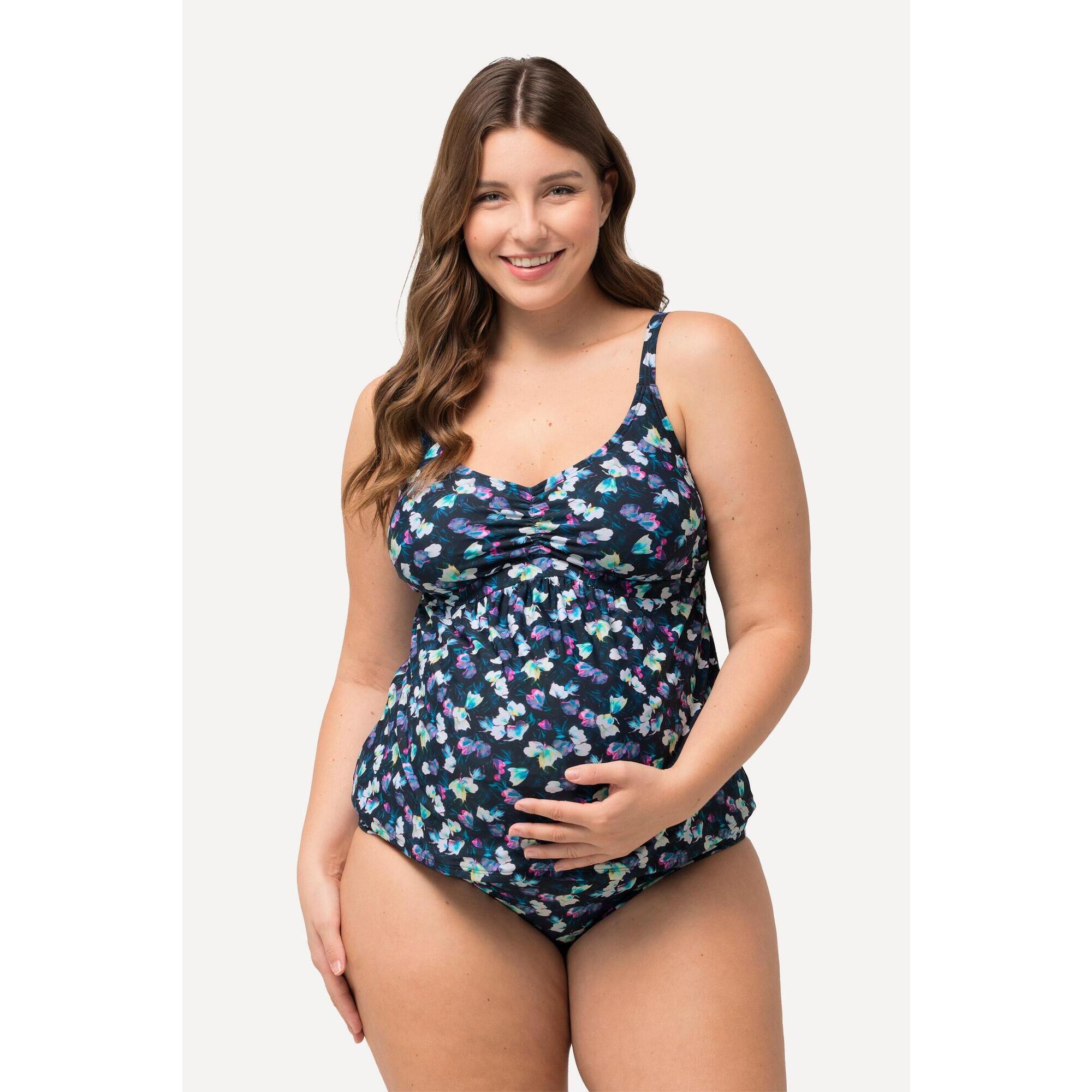 Ulla Popken - Femme Tankini Bellieva (deux Pièces) Motif Floral Et Fronces - Maillot De Bain 2 Pièces - Noir - 48 Xl - Decathlon