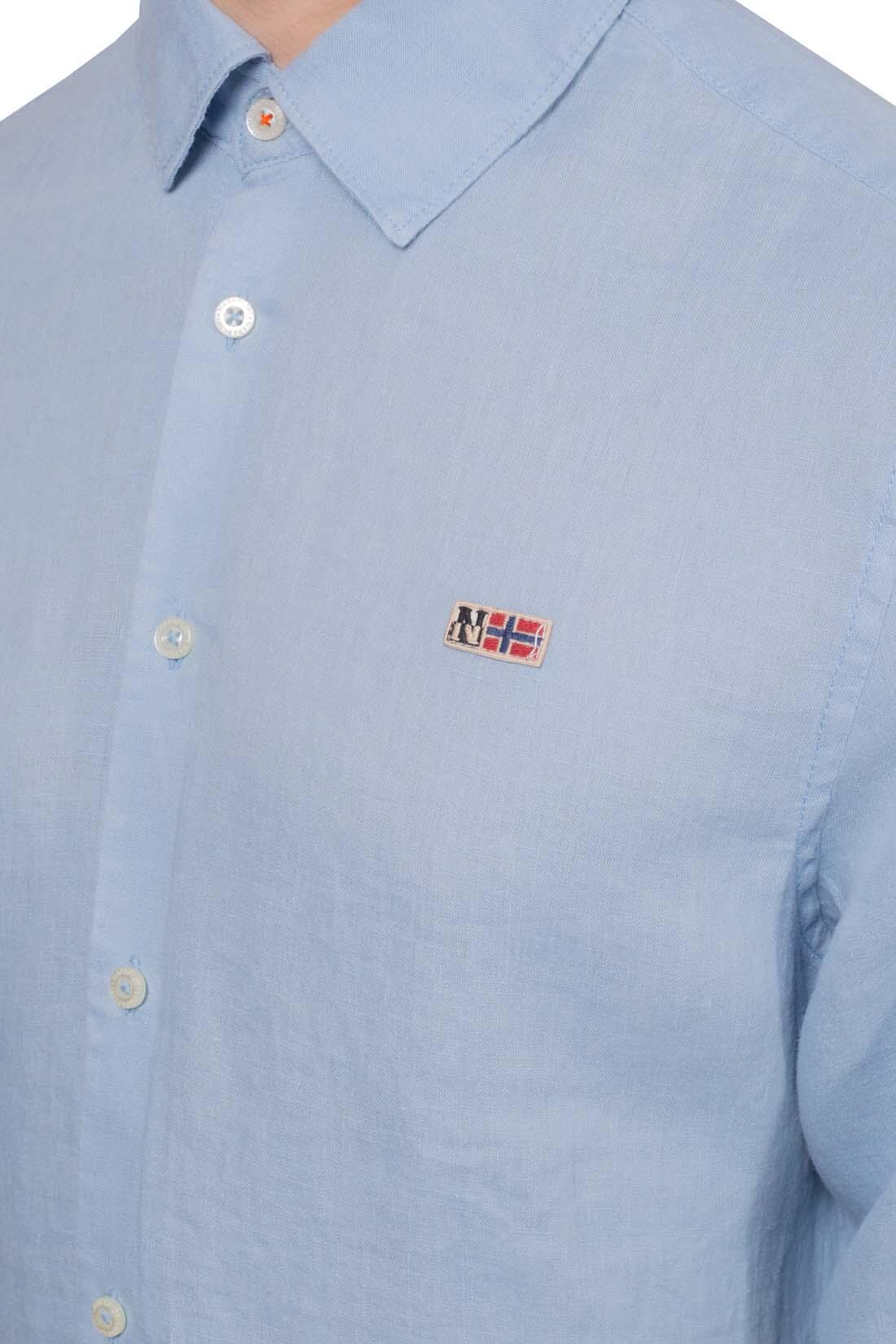 Camisa - Homem - Linho leve, requintada - Gilbert - Azul 4/5