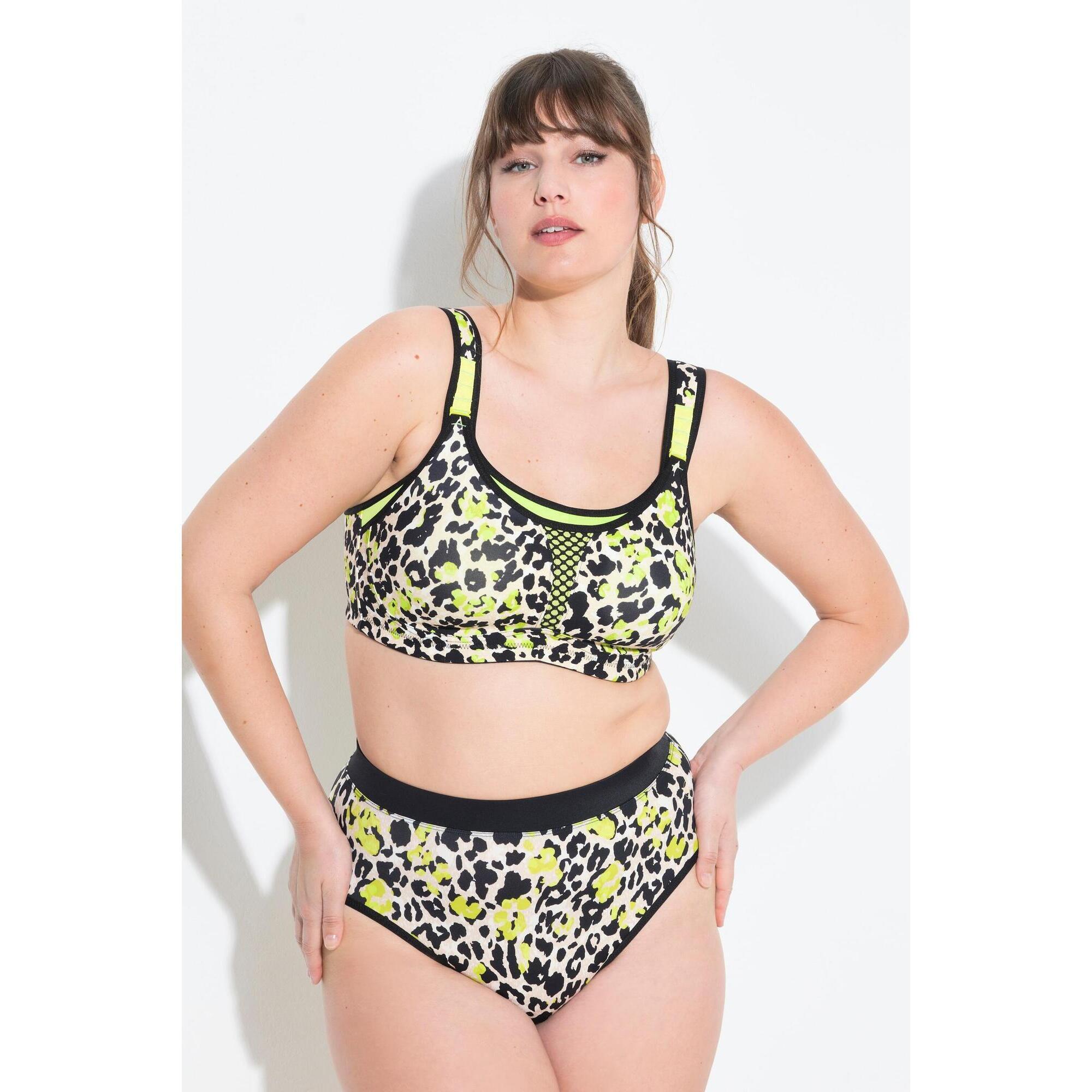 Ulla Popken - Femme Soutien-gorge De Sport Sans Armatures Motif Léopard - Bonnet C-e - Brassière - Jaune|vert - 110 C - Decathlon