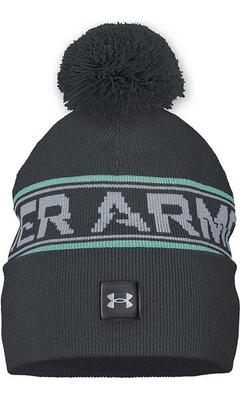 Under armour halftime pom beanie- black pitch gray