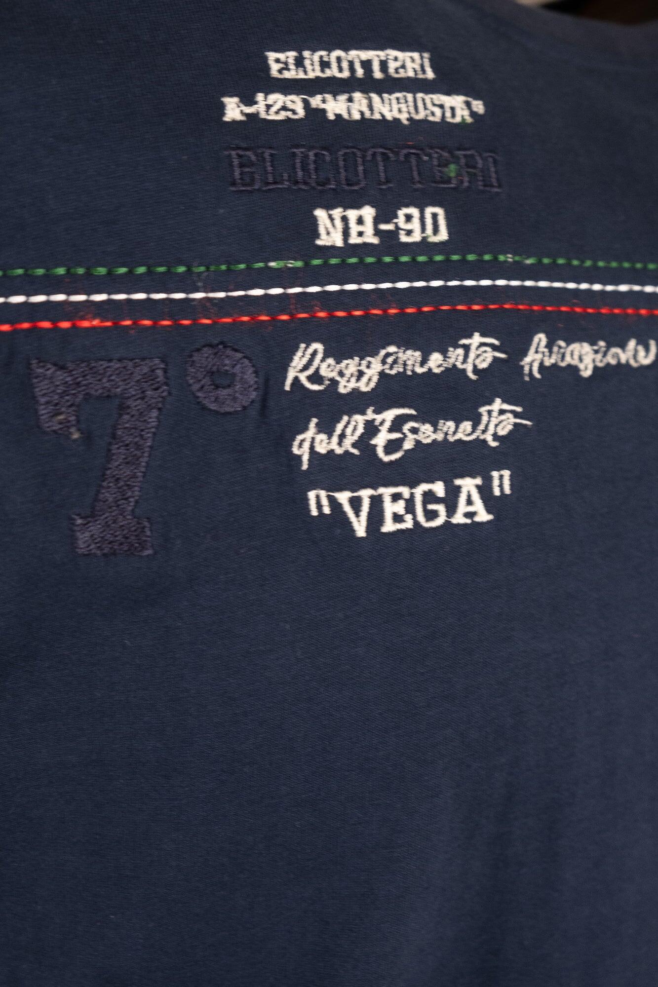 T-shirt Aviazione Esercito a maniche corte blu in cotone uomo 3/4