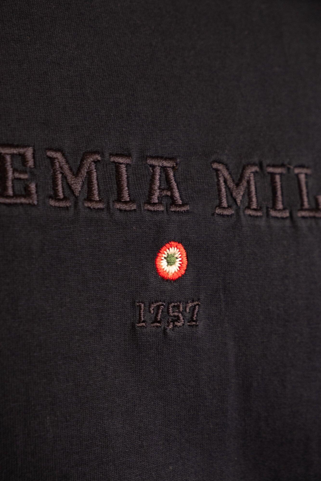 T-shirt Esercito Accademia Militare a maniche corte nera in cotone uomo 3/4