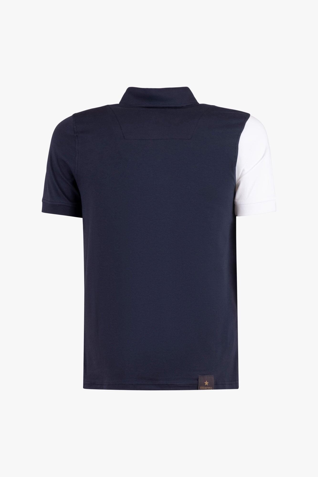 Polo Esercito a maniche corte blu in cotone uomo 2/3