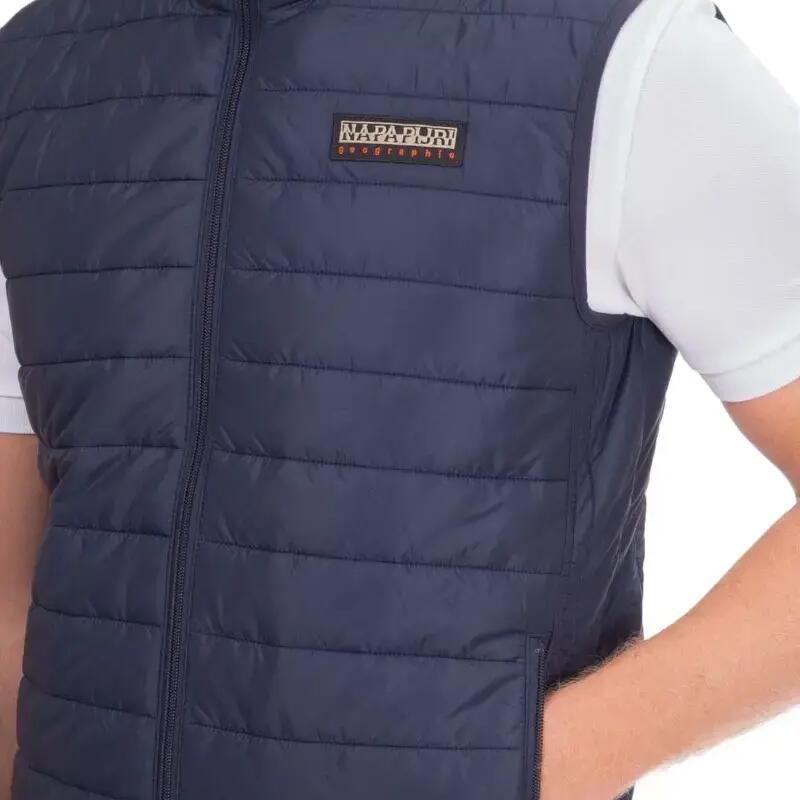 Men's sleeveless padded jacket with logo patch
