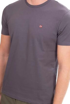 T-shirt - casual - Homme - Slim fit, 100% coton - Salis - gris foncé