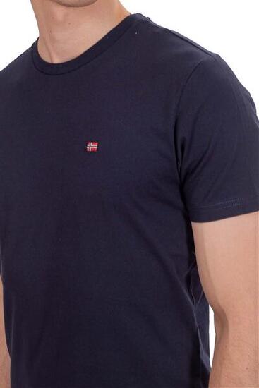 T-shirt - Casual - Homme - Col rond, logo - Salis - Bleu