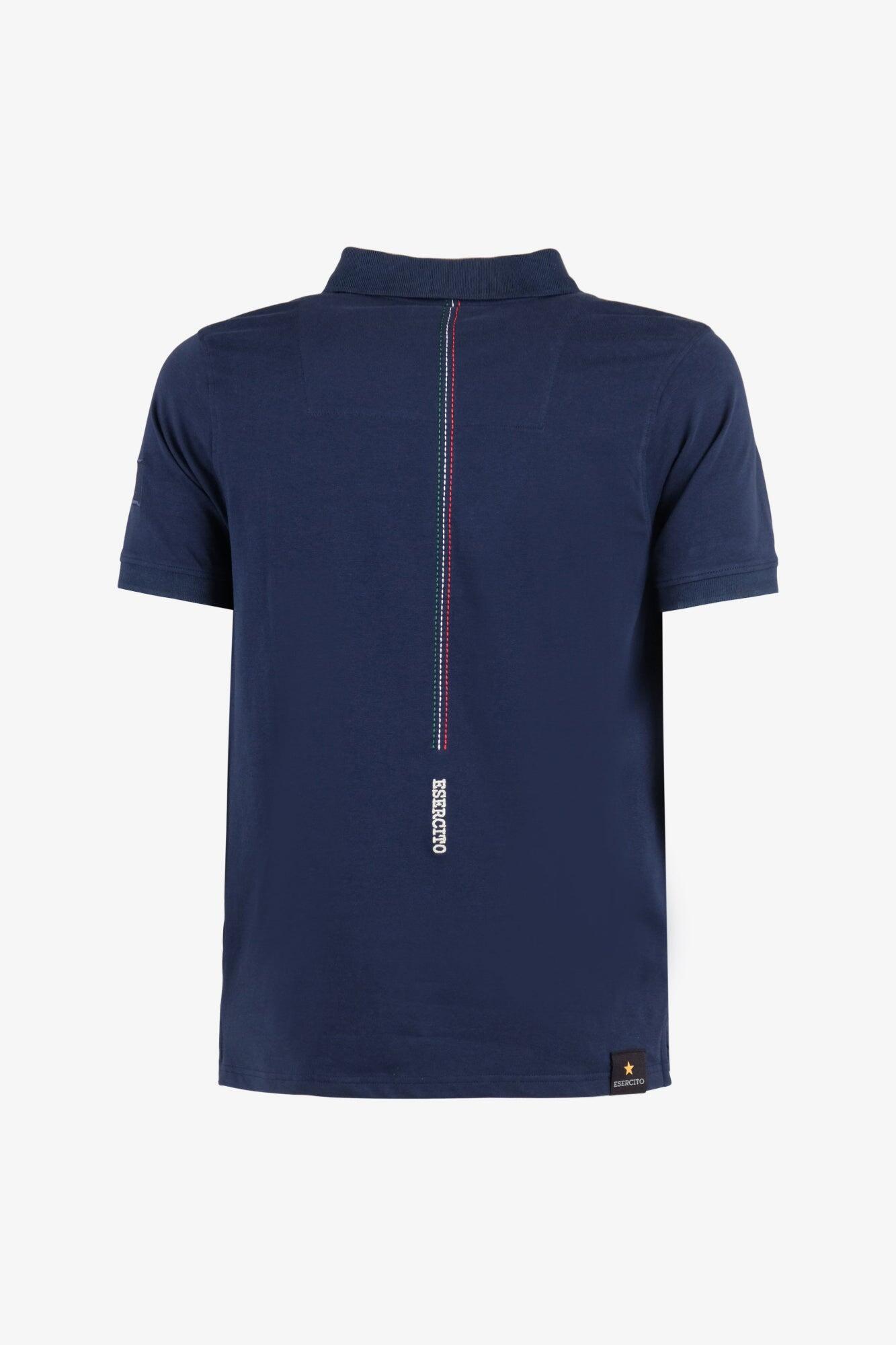 Polo Esercito a maniche corte blu in cotone uomo 2/4