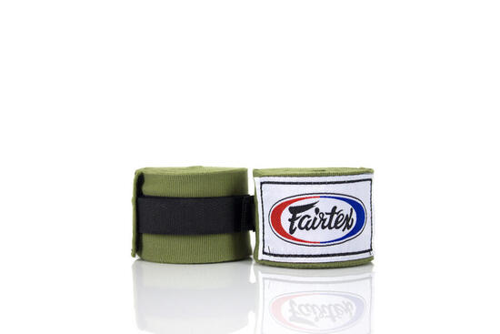 Bandage de boxe - Muay Thai - Unisexe - Élastique, stabilisant, 4,5 m - Olive