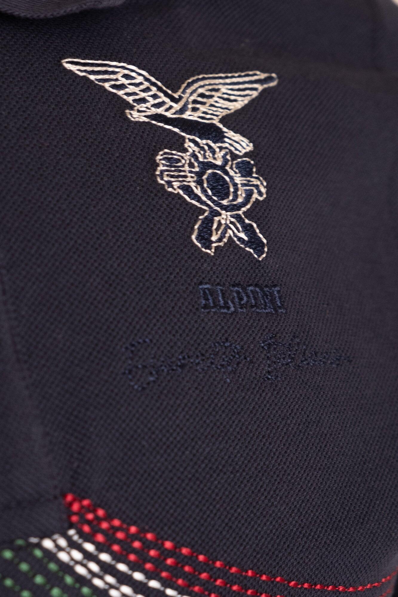 Polo Alpini a maniche corte blu in cotone uomo 3/3