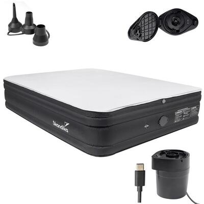 Materac kempingowy dmuchany Sveja Flex Plus z topperem i pompką USB, 2-osobowy