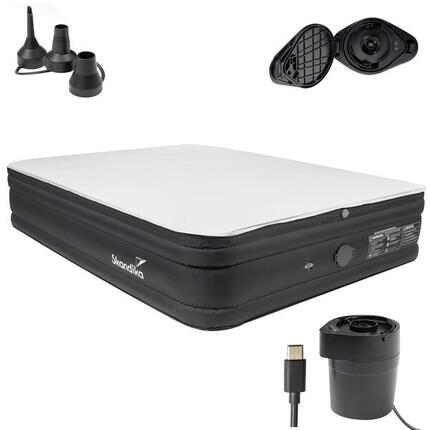 Materac kempingowy dmuchany Sveja Flex Plus z topperem i pompką USB, 2-osobowy