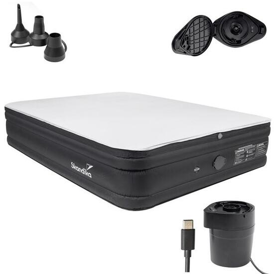 Materac kempingowy dmuchany Sveja Flex Plus z topperem i pompką USB, 2-osobowy