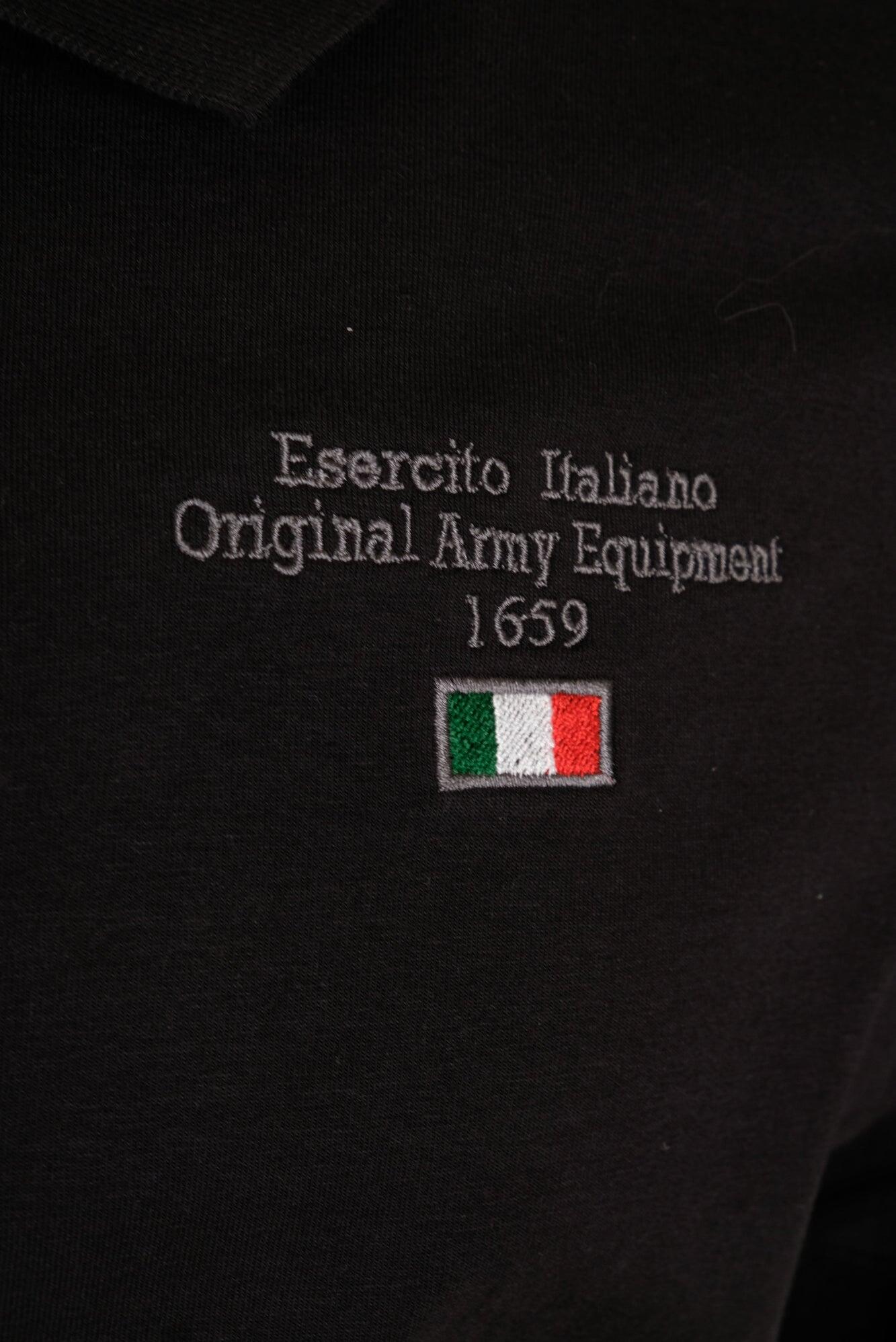 Polo Esercito a maniche corte nera in cotone uomo 3/4