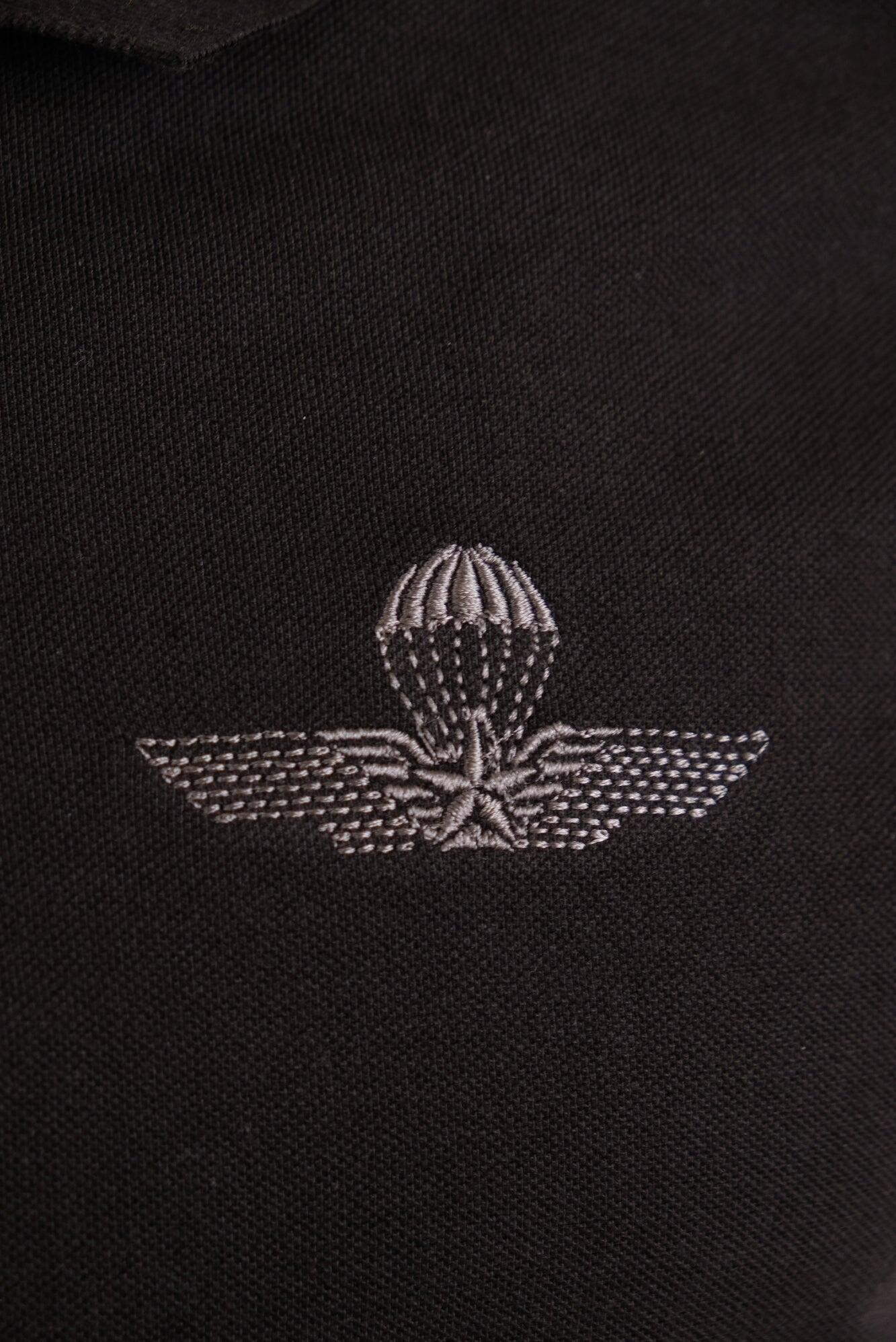Polo Folgore a maniche corte nera in cotone uomo 4/5