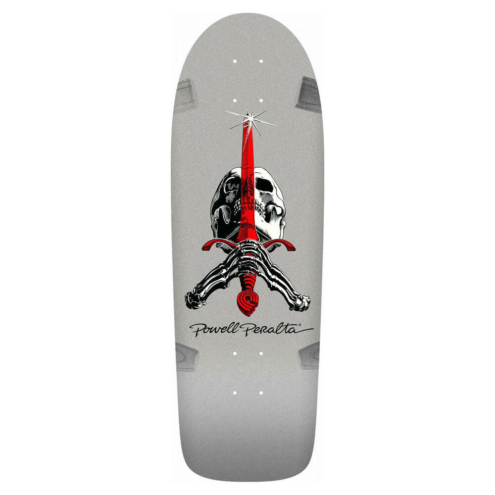 POWELL PERALTA Skateboard Deck O.S. Powell Peralta Rodriguez OG Skull & Sword Silver 10''