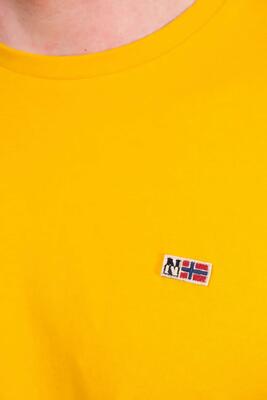 T-shirt - casual - men - regular fit, korte mouwen, logopatch - geel.