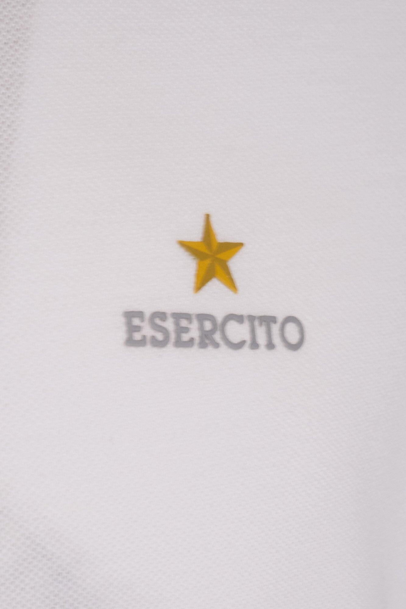 Polo Esercito a maniche corte bianca in cotone uomo 3/4