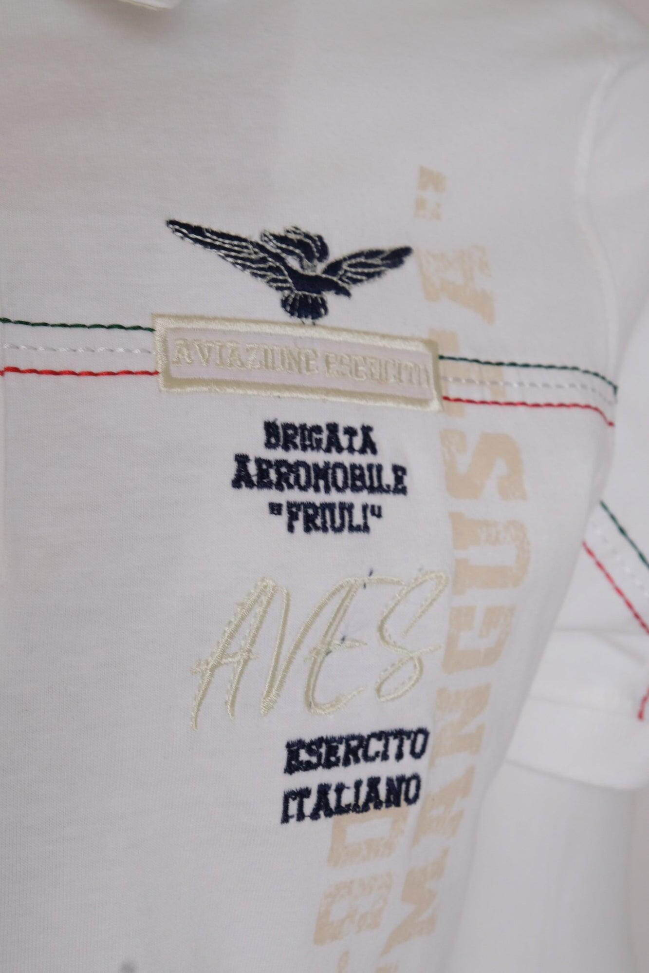 Polo Aviazione Esercito a maniche corte bianca in cotone uomo 4/5