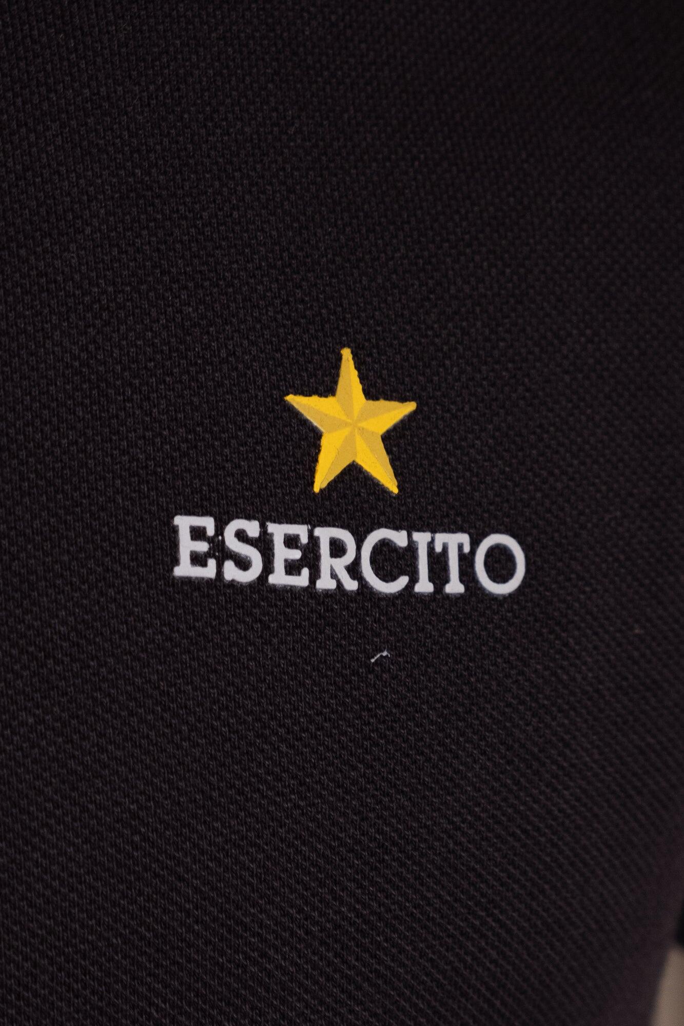 Polo Esercito a maniche corte nera in cotone uomo 3/4