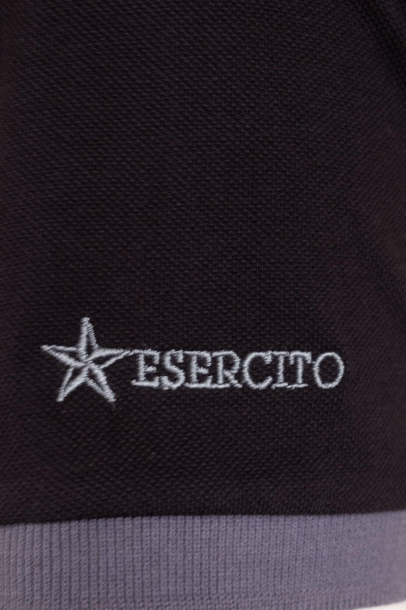 Polo Esercito a maniche corte nera in cotone uomo 4/4