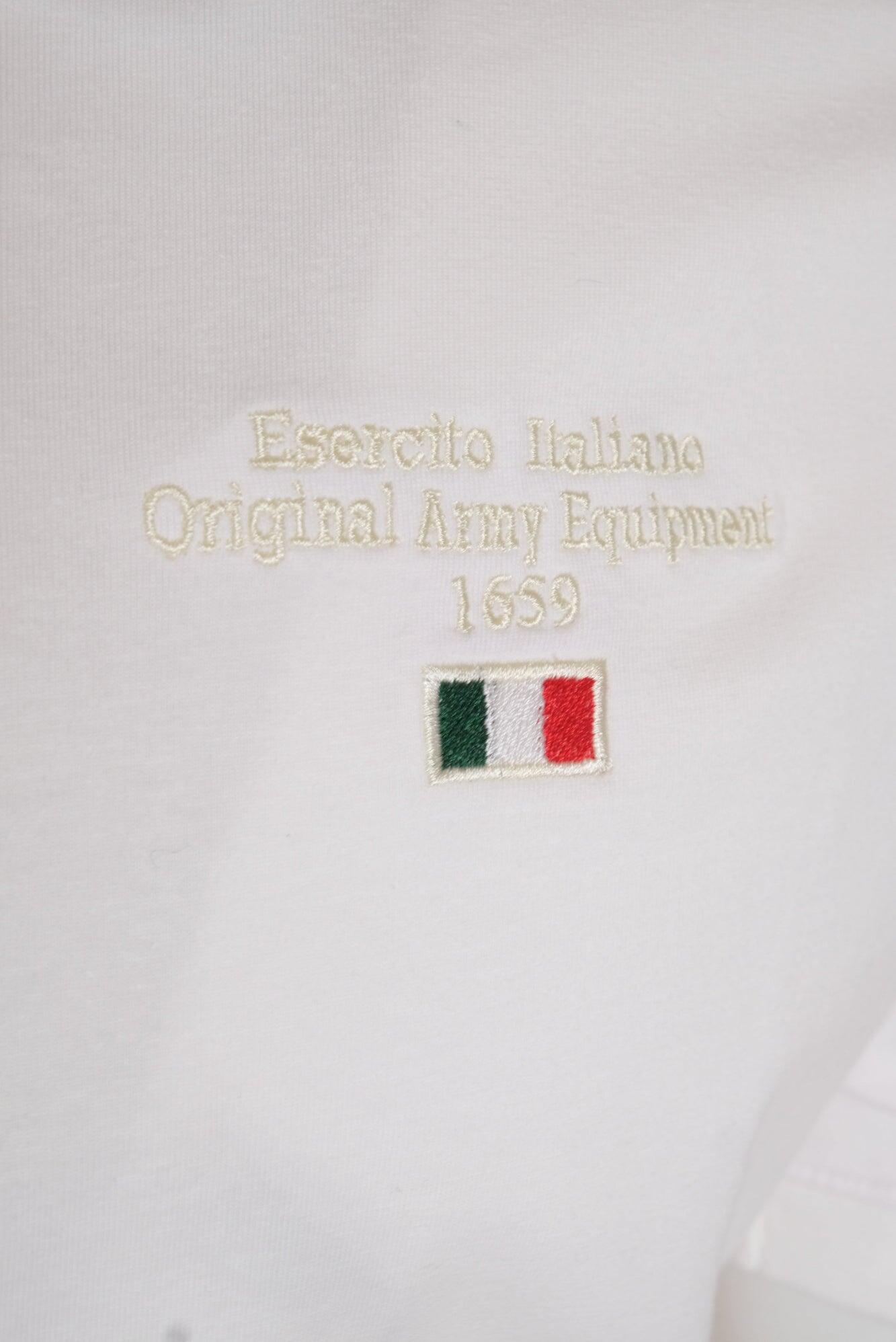 Polo Esercito a maniche corte bianca in cotone uomo 3/4