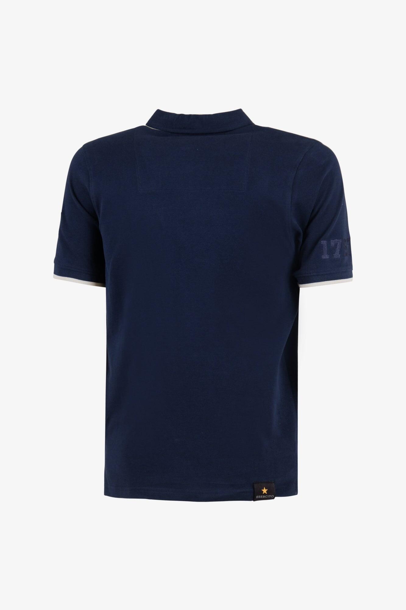 Polo Esercito a maniche corte blu in cotone uomo 2/4