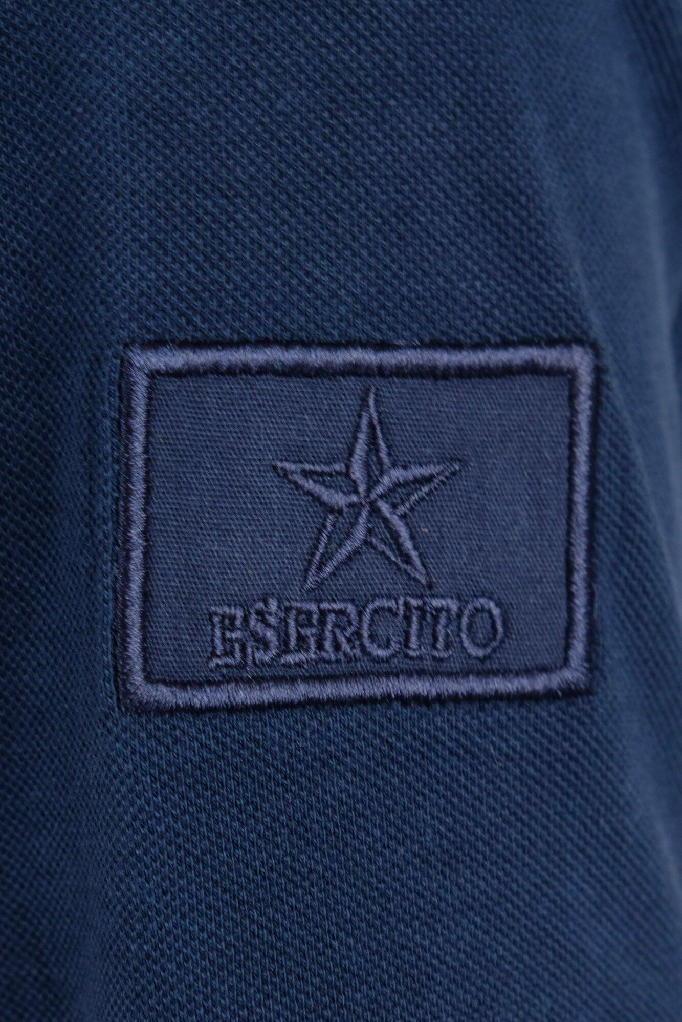 Polo Esercito a maniche corte blu in cotone uomo 4/4