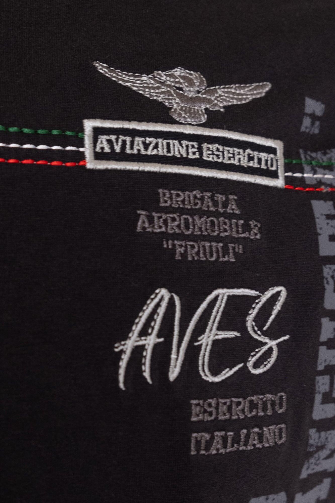 T-shirt Aviazione Esercito a maniche corte nera in cotone uomo 4/5