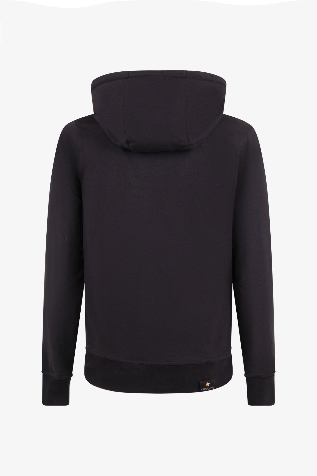 Felpa Folgore con cappuccio nera in cotone uomo 2/4