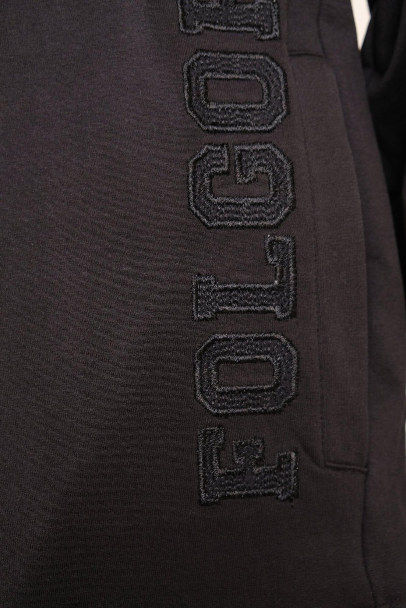 Felpa Folgore con cappuccio nera in cotone uomo 4/4
