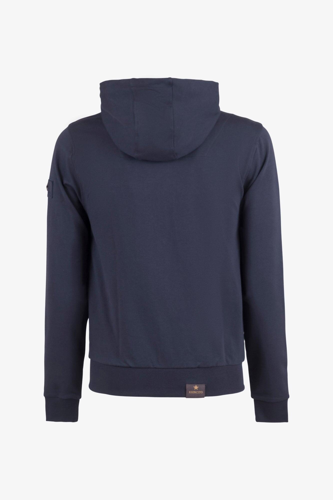 Felpa Esercito con cappuccio e zip blu uomo 2/4