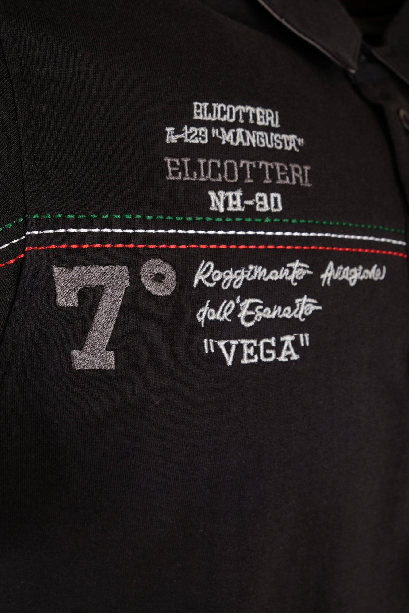 Polo Aviazione Esercito a maniche corte nera in cotone uomo 3/4