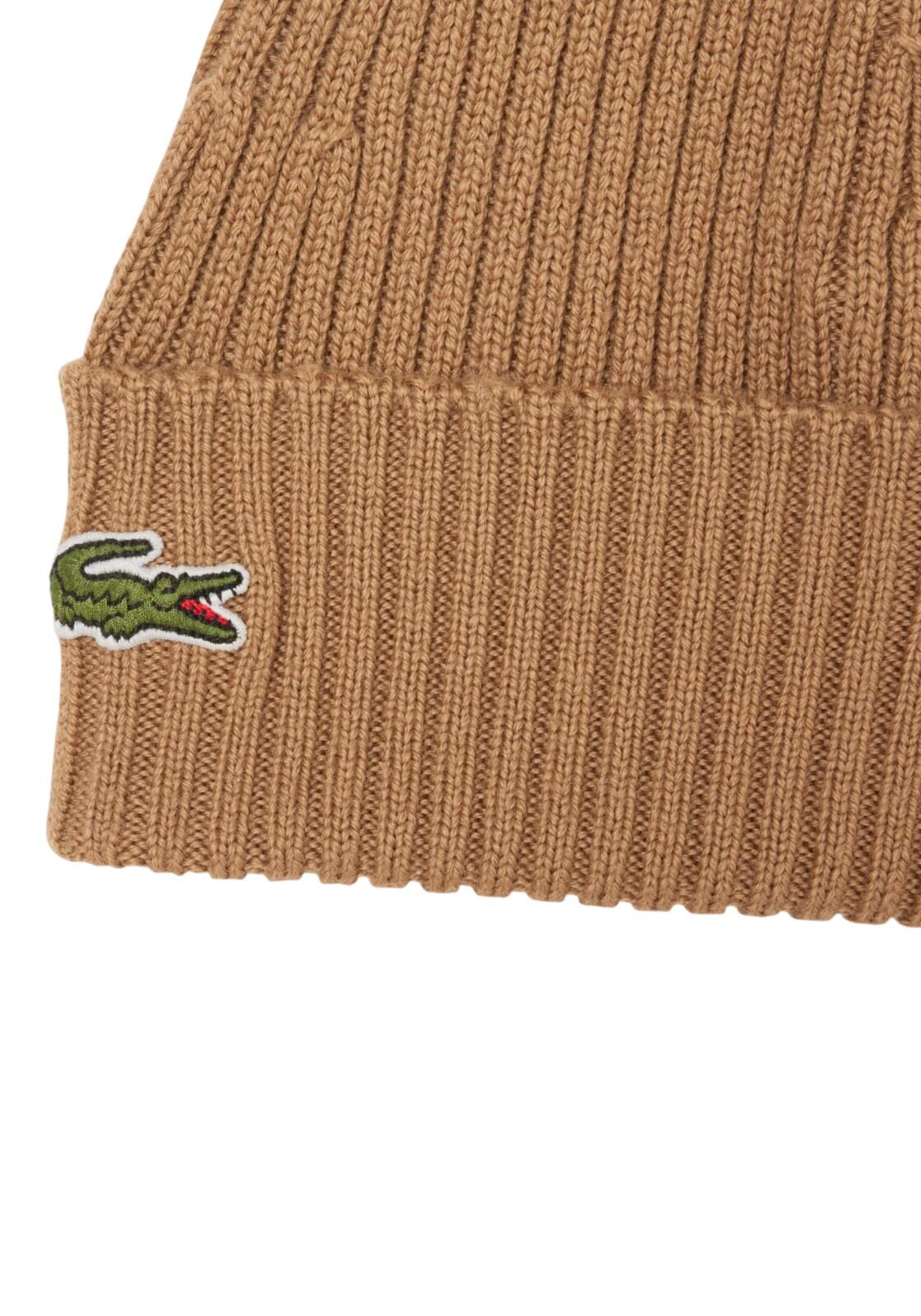 Gorro Beige Vigoré Lacoste de Punto de Canalé Datte 2/4