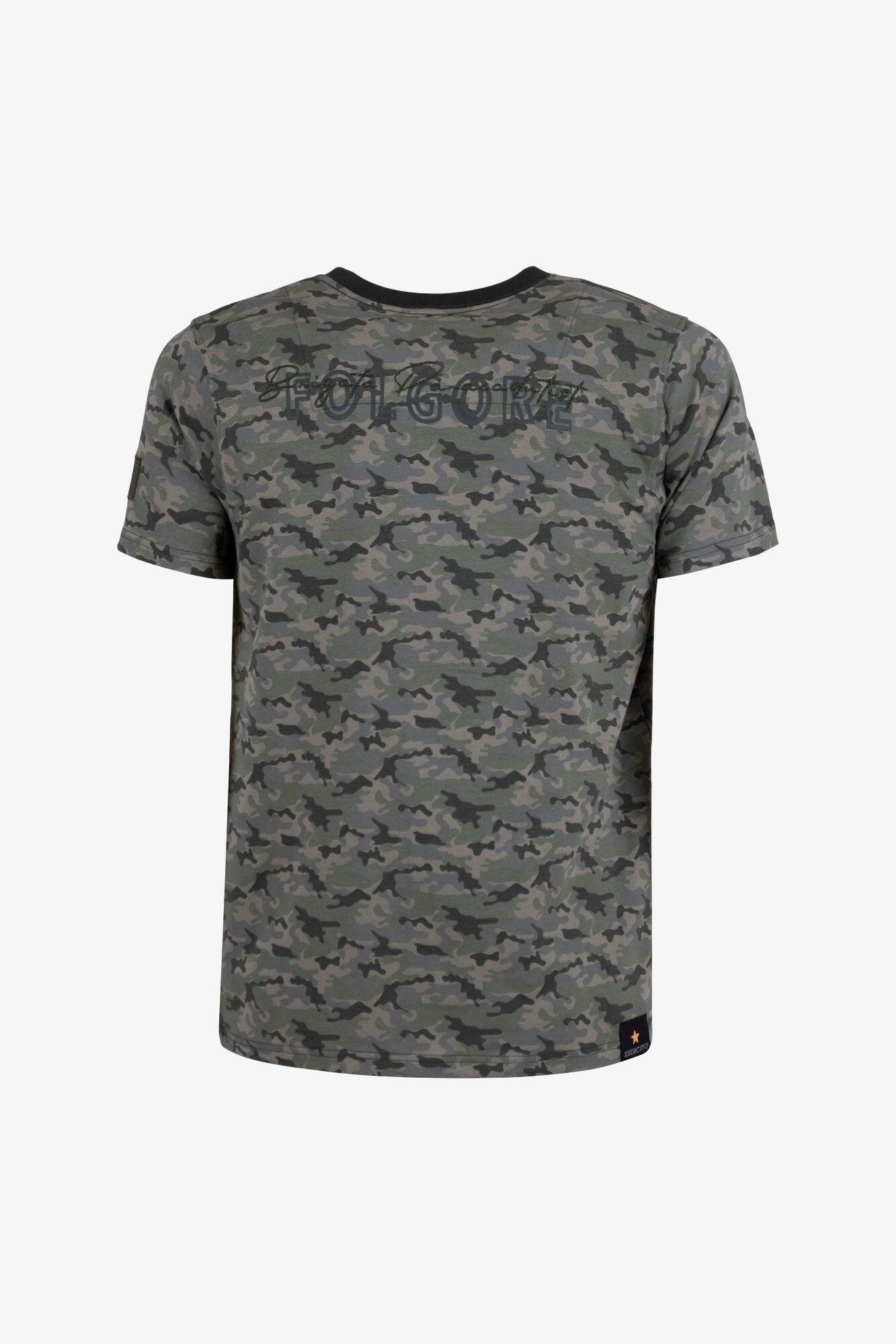 T-shirt Folgore a maniche corte in cotone mimetica verde uomo 2/4