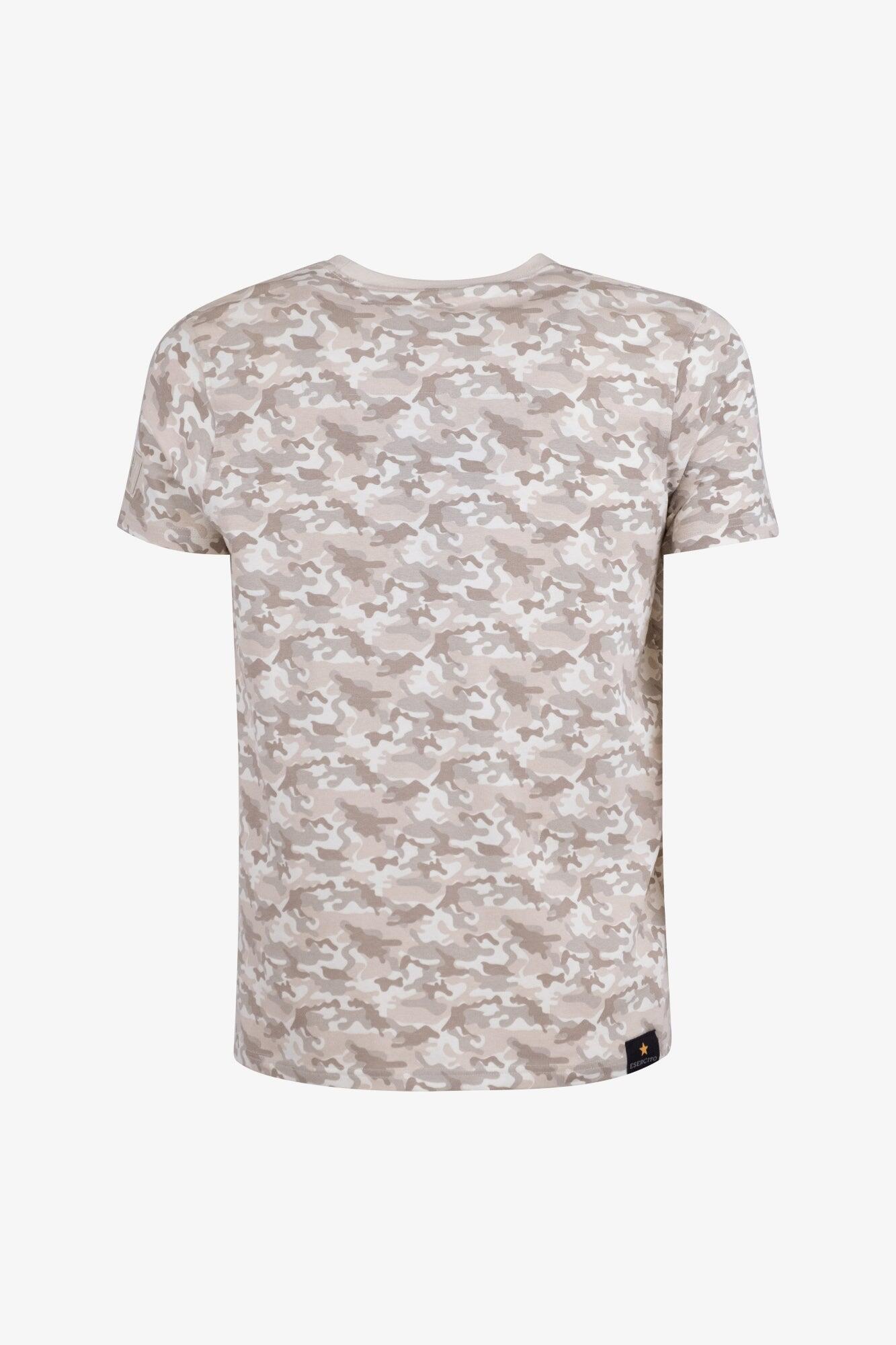 T-shirt Folgore a maniche corte mimetica kaki in cotone uomo 2/4