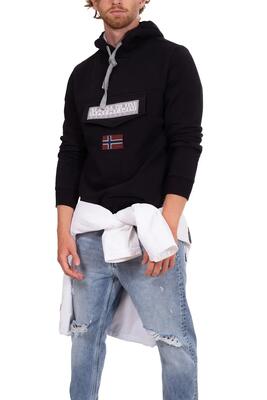 Sweater - sportswear - heren - burgee - met capuchon en logo - zwart