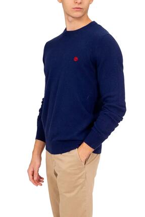 Pull - Homme - Manches longues, Col rond - bleu marine
