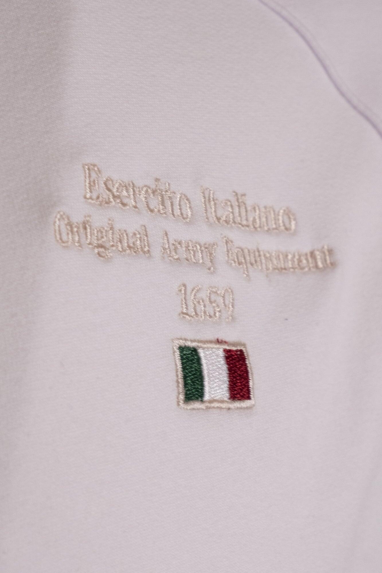 Felpa Esercito con cappuccio e zip bianca uomo 3/4