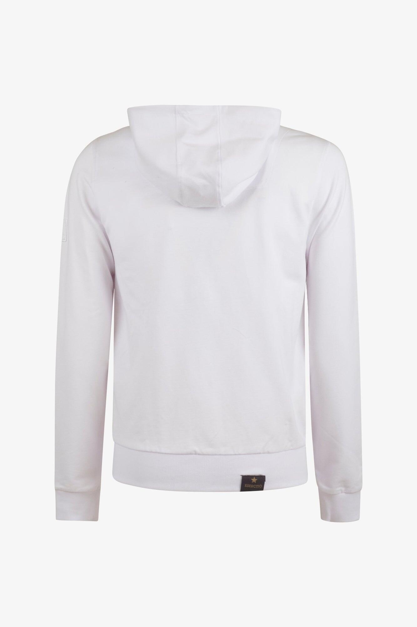 Felpa Esercito con cappuccio e zip bianca uomo 2/4