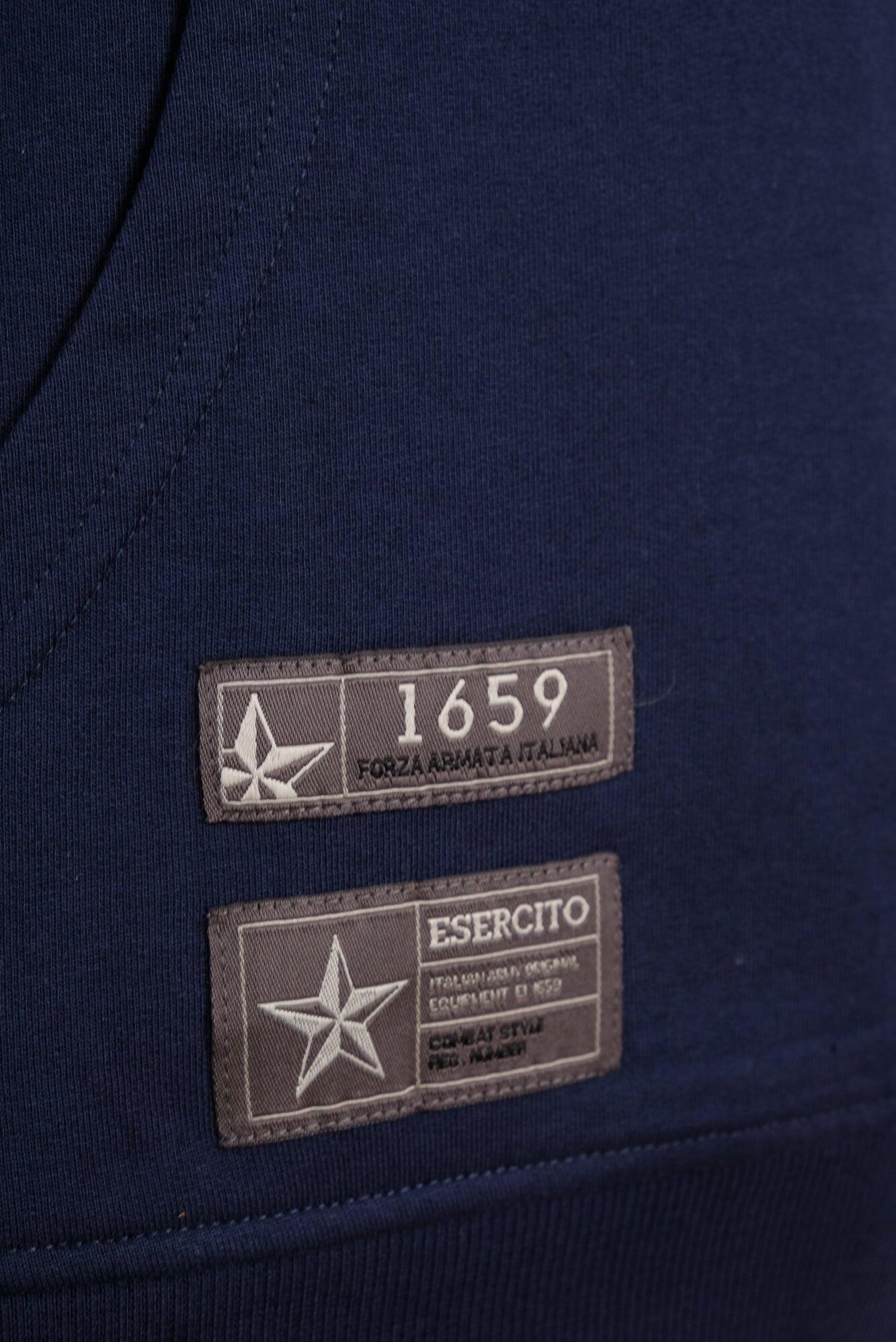 Felpa Esercito blu con cappuccio in cotone uomo 4/4