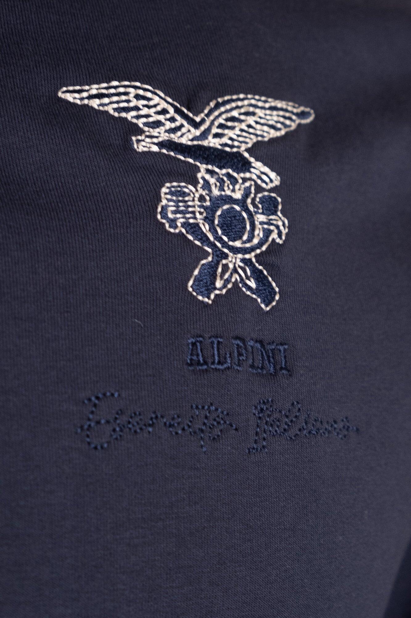 Felpa Alpini con zip blu in cotone uomo 3/4