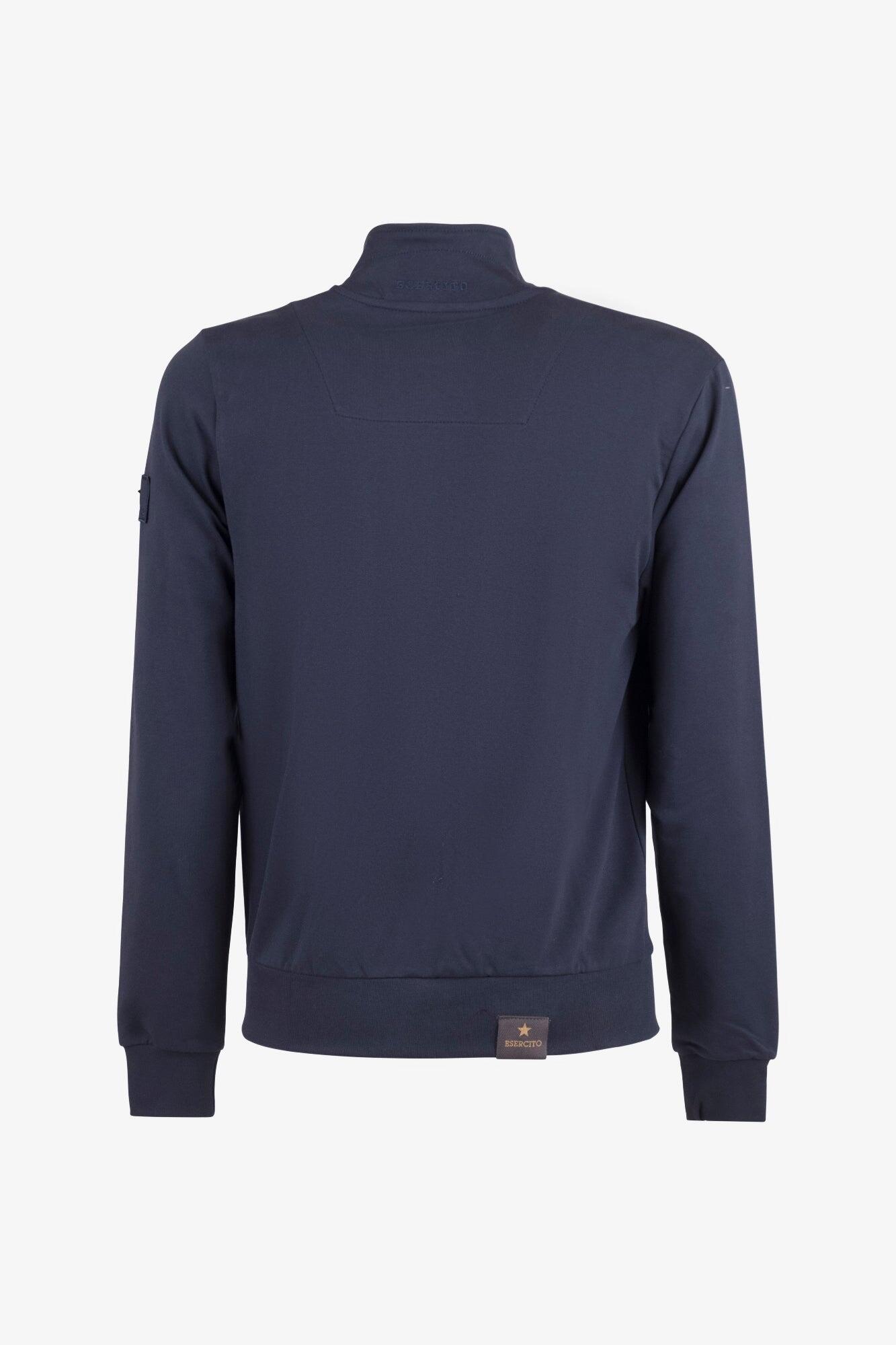 Felpa Alpini con zip blu in cotone uomo 2/4