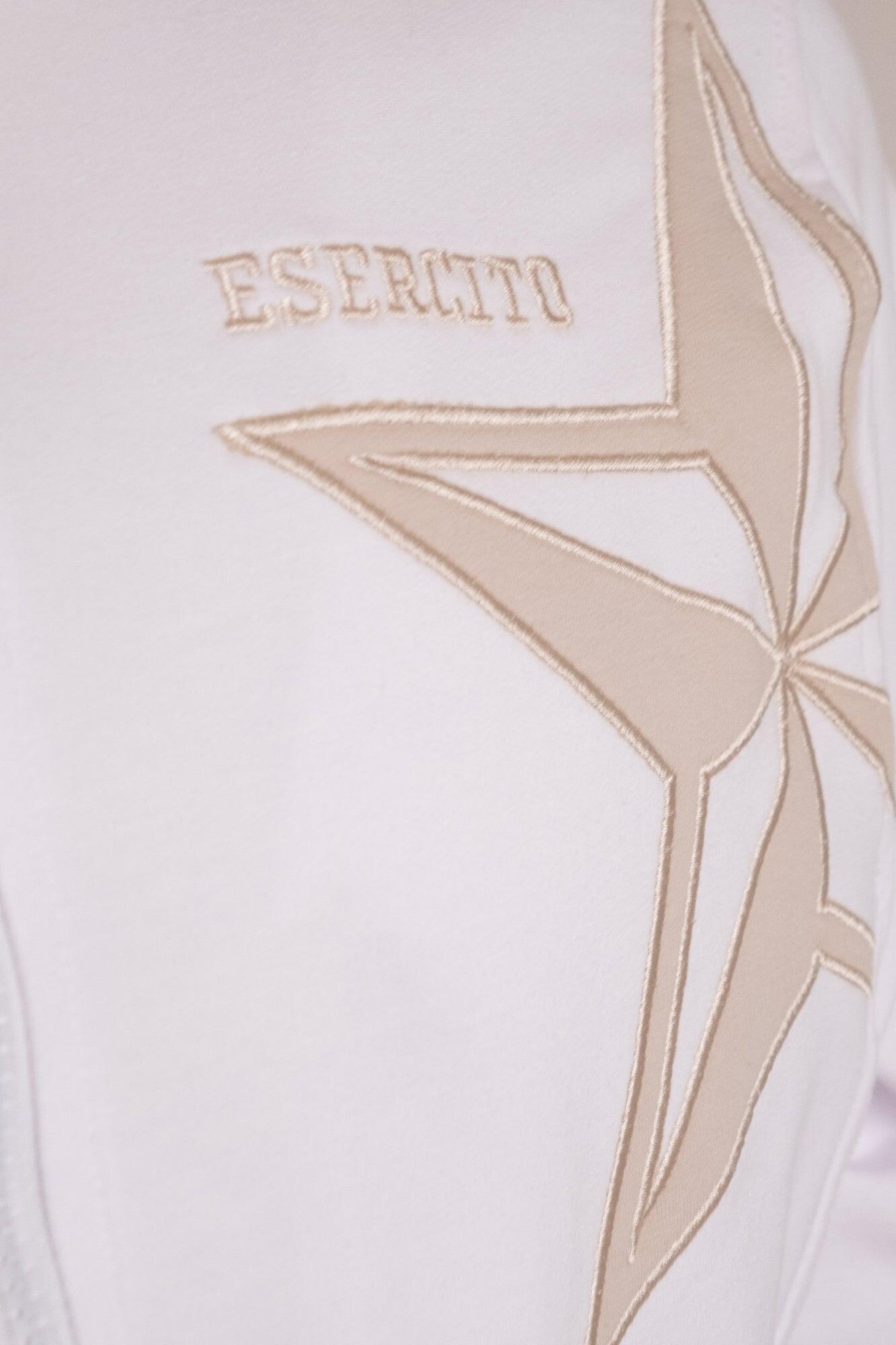 Felpa Esercito con zip bianca in cotone uomo 3/4