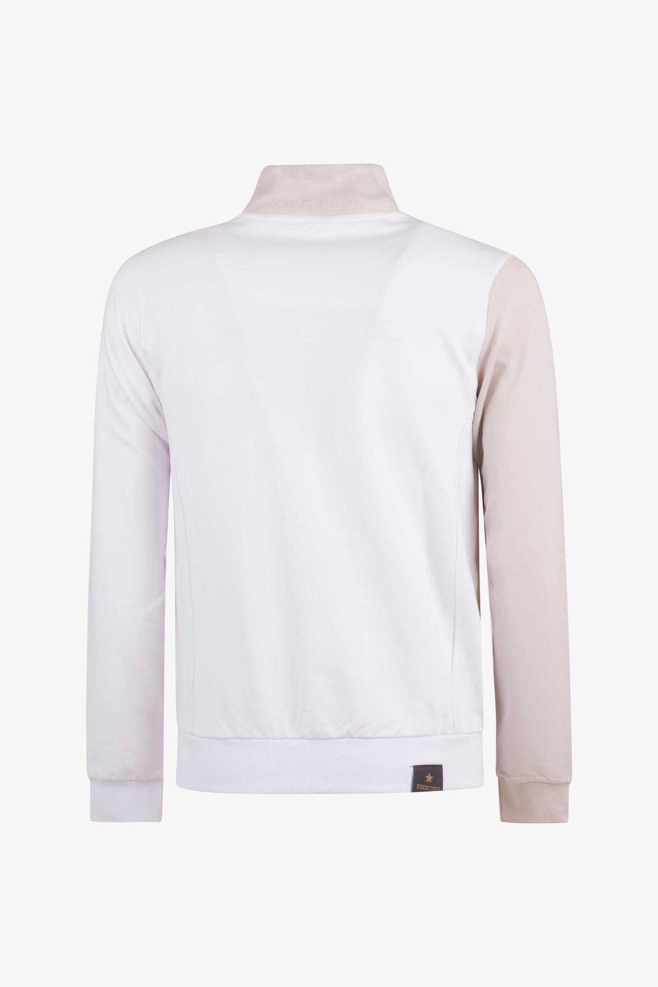 Felpa Esercito con zip bianca in cotone uomo 2/4