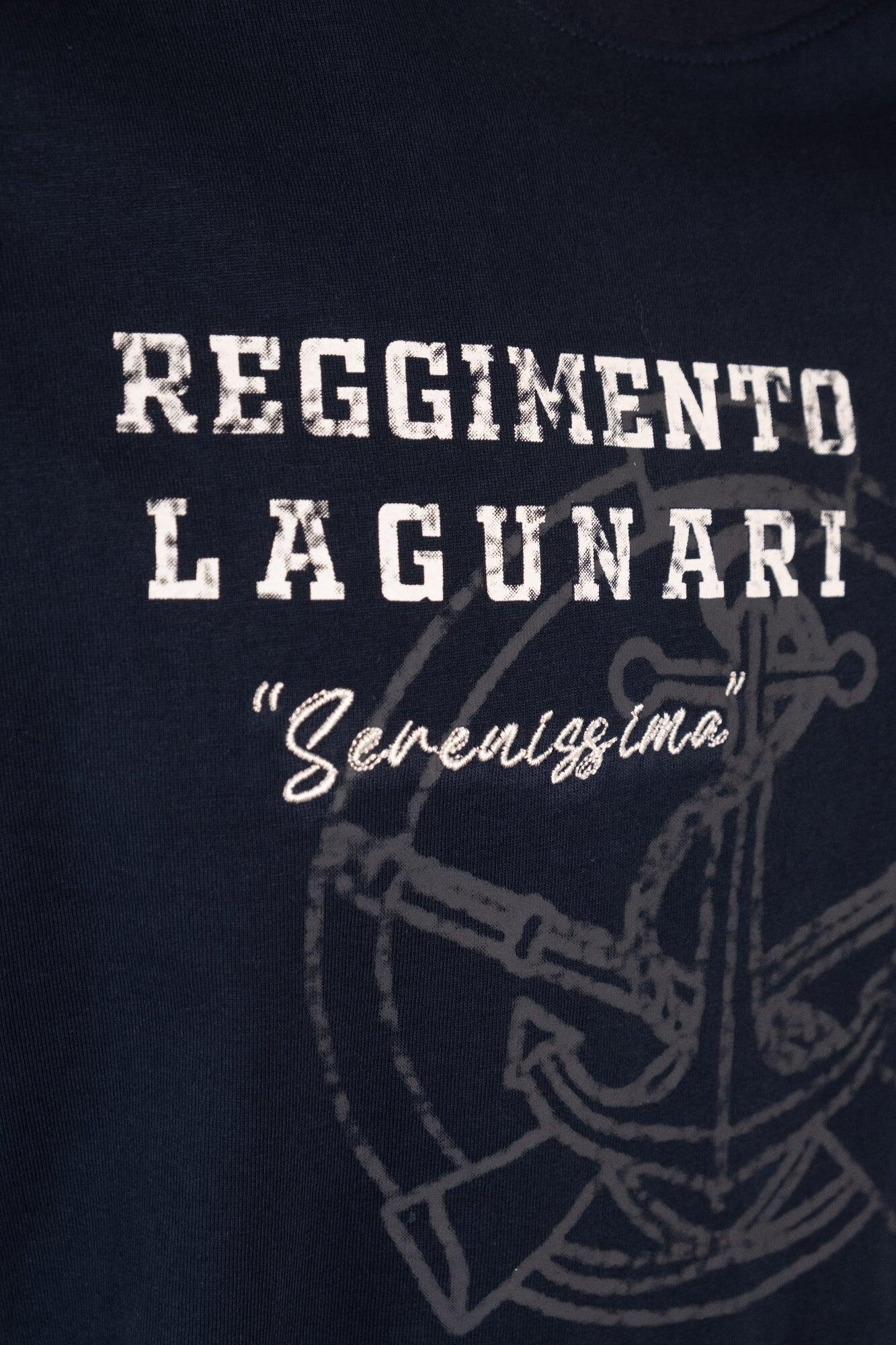 T-shirt Esercito Lagunari a maniche corte blu in cotone uomo 3/4