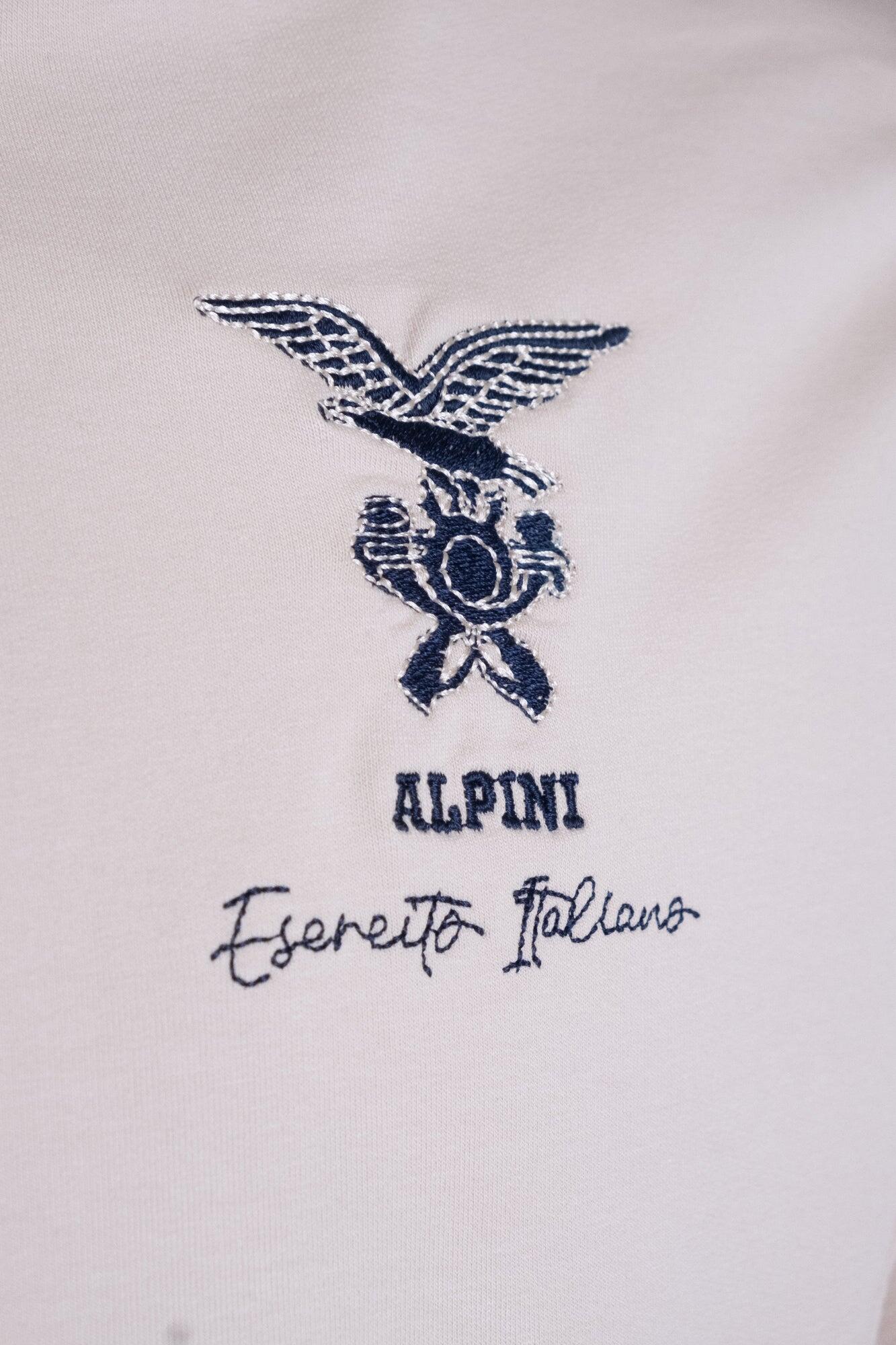 Felpa Alpini con zip kaki in cotone uomo 3/4