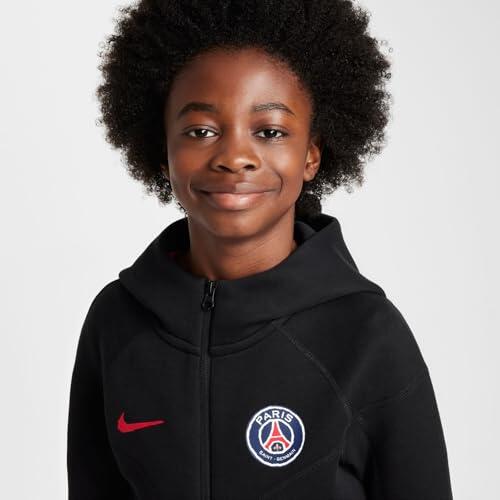 Felpa con zip PSG Tech Fleece Nike, Ragazzi L, Nero/Rosso universitario. 4/7